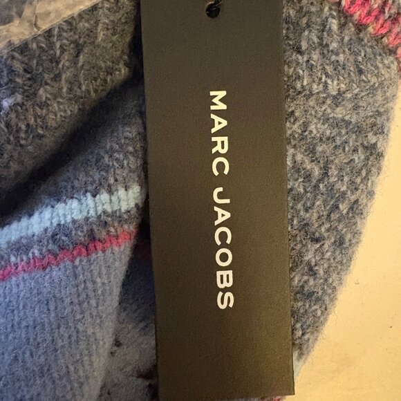 NWT Marc Jacobs Tattoo mock neck sweater in engineered stripe blue combo - Picture 12 of 13